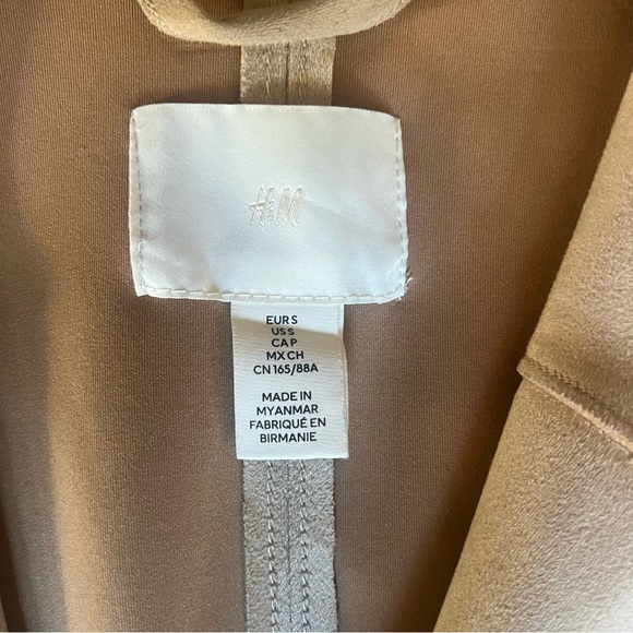 H&M Classic Women's Faux Suede Trench Coat Long Beige size Small - Picture 3 of 4